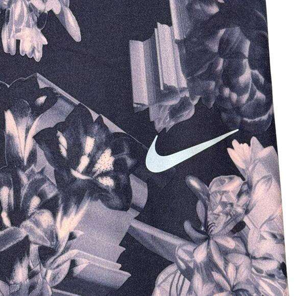 Nike Large Dri-Fit Ankle Leggings Floral Zip Pocket Elastic Waist Tie Drawstring - Picture 3 of 9